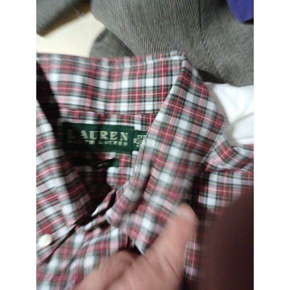 Lauren Ralph Lauren Plaid No Iron BD Shirt Large All Cotton 16 34/35 - Picture 3 of 4